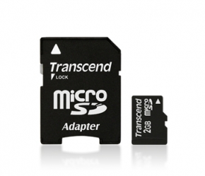 Карта памяти Transcend MicroSD 2GB + SD adapter (TS2GUSD)