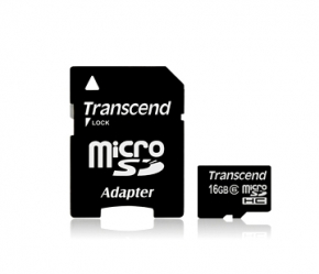 Карта памяти Transcend MicroSDHC 16GB Class 6 + SD adapter (TS16GUSDHC6)