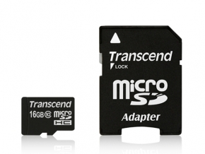 Карта памяти Transcend MicroSDHC 16GB Class 10 + SD adapter (TS16GUSDHC10)