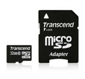 Карта памяти Transcend MicroSDHC 32GB Class 10 + SD adapter (TS32GUSDHC10)