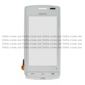 Сенсорный экран (тачскрин) для Nokia 500 с передней панелью, белый