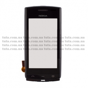 Сенсорный экран (тачскрин) для Nokia 500 с передней панелью, черный